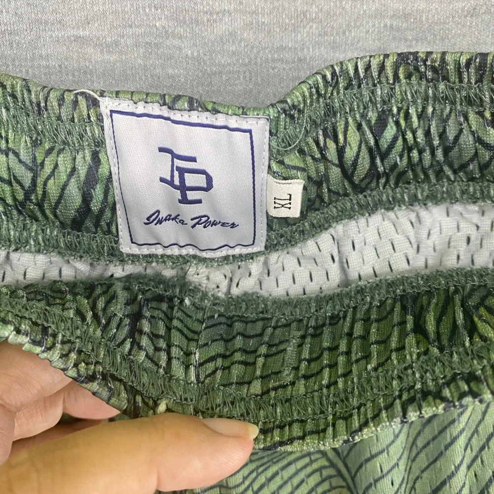 Inaka Power Mesh Shorts Boys XL Green Banana Leaf Print Athletic Gym Basketball